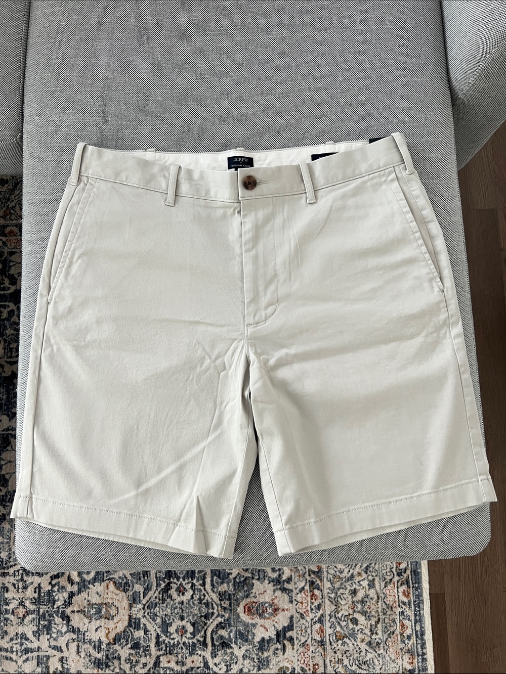 J. Crew Factory Stone Beige Flat-Front Chino Shorts